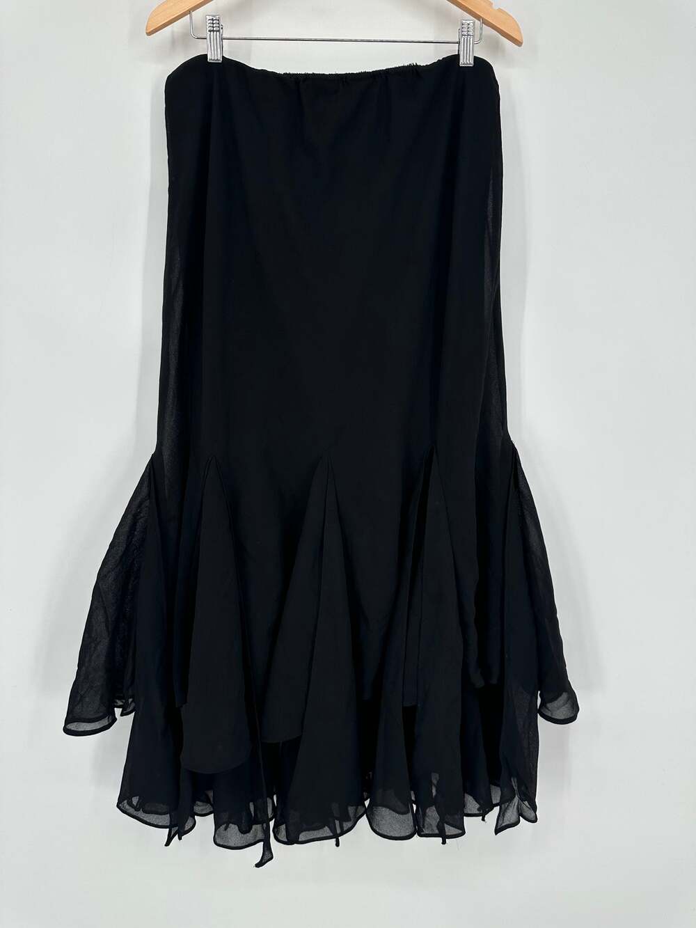 Vintage Y2k Ruffle Hem Midi Skirt Chiffon Goth Fairy Whimsygoth Witchy Maxi